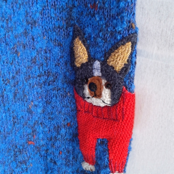 Design Options by Philip& Jane Gordon blue vintage sweater cardigan dogs puppies - Picture 3 of 13